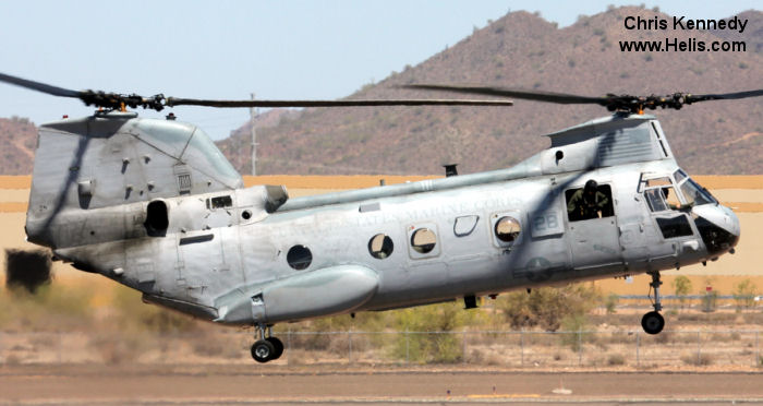 Helicopter Boeing-Vertol CH-46D Serial 2438 Register N461WY 154831 used by Sky Aviation ,US Marine Corps USMC. Built 1968. Aircraft history and location