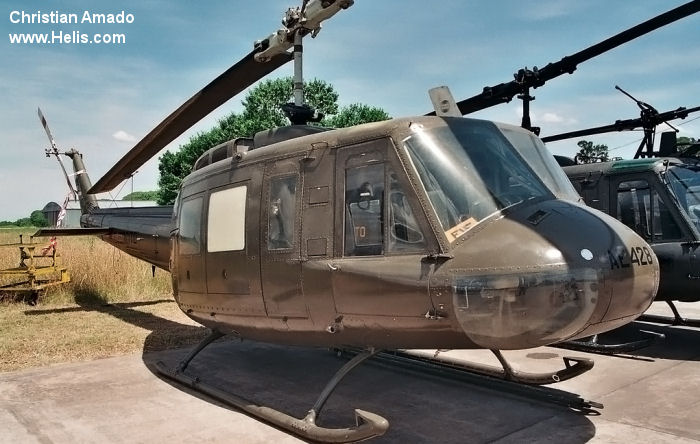 Helicopter Bell 205A-1 Serial 30213 Register N205LM AE-428 used by Idaho Helicopters ,Aviacion de Ejercito Argentino EA (Argentine Army Aviation). Aircraft history and location