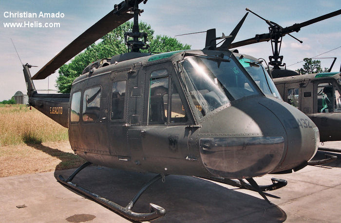 Helicopter Bell UH-1H Iroquois Serial 9822 Register AE-432 used by Aviacion de Ejercito Argentino EA (Argentine Army Aviation). Aircraft history and location