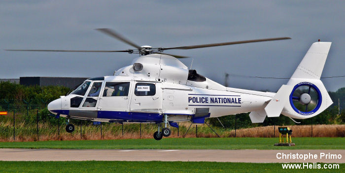 Helicopter Eurocopter AS365N3 Dauphin 2 Serial 6540 Register TU-VHX F-HCHN OO-NHC F-GXXB EP-HDS F-GIZU used by Police Nationale (Ivorian Police) ,Aéronautique Navale (French Navy) ,NHV (Noordzee Helikopters Vlaanderen) ,Heli-Union. Built 1998. Aircraft history and location