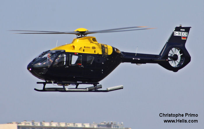 Helicopter Airbus Helicopters H135 / EC135T3 Serial 1220 Register G-POLS D-HECR used by UK Police Forces ,Babcock International Babcock ,Airbus Helicopters Deutschland GmbH (Airbus Helicopters Germany). Built 2016. Aircraft history and location