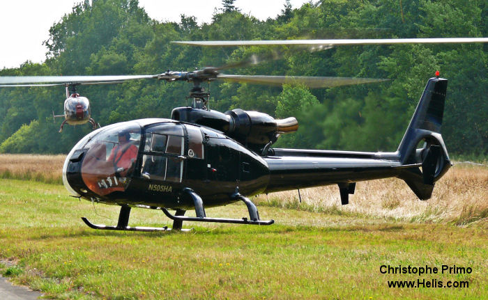 Helicopter Aerospatiale SA341G Gazelle Serial 1022 Register N505HA JA9164 CF-CCZ. Built 1972. Aircraft history and location