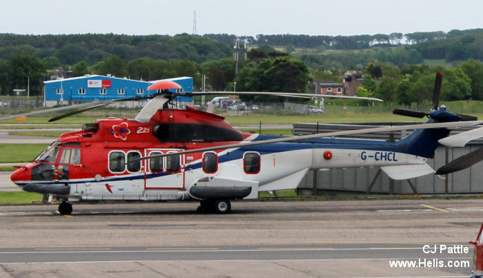 Helicopter Eurocopter EC225LP Serial 2674 Register G-CHCL used by CHC Scotia. Built 2007. Aircraft history and location