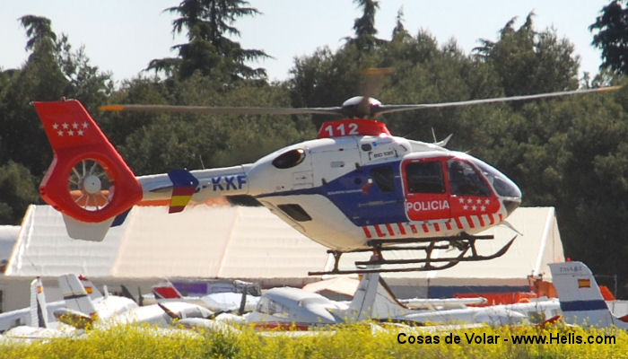 Helicopter Eurocopter EC135P2 Serial 0460 Register F-HBDN EC-MHG G-CGZD D-HHDL EC-KKF used by Service d'Aide Medicale d'Urgence SAMU (emergency medical assistance service) ,Administraciones Locales Junta de Castilla y Leon (Government of Castile and Leon) ,INAER ,UK Air Ambulances EAAA (East Anglian Air Ambulance) ,Bond Aviation Group ,Intercopters. Built 2006. Aircraft history and location