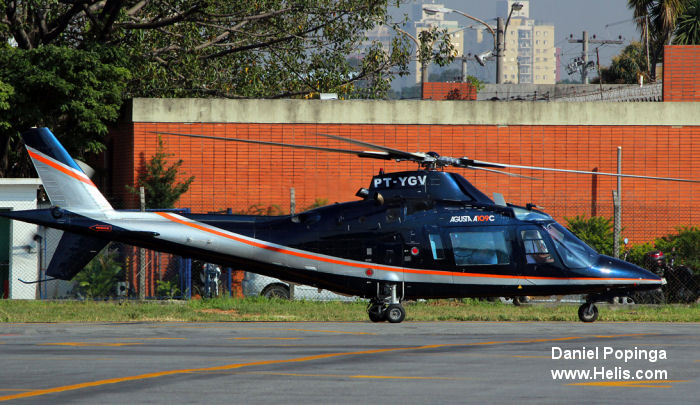 Helicopter Agusta A109C Serial 7662 Register PT-YGV N771AT VP-CIZ VR-CIZ HB-XYY. Built 1991. Aircraft history and location