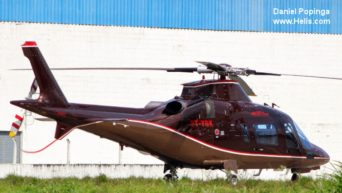 Helicopter Agusta A109E Power Serial 11019 Register PT-YSK. Built 1998. Aircraft history