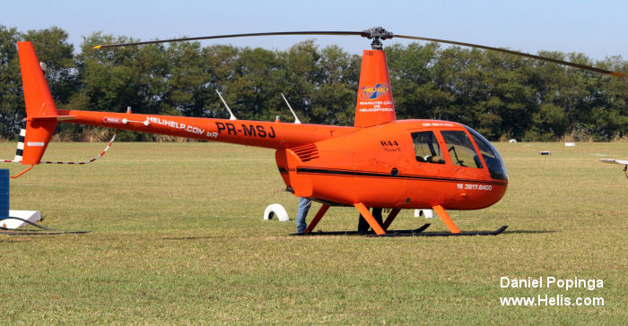 Helicopter Robinson R44 II Serial 13579 Register PR-MSJ. Aircraft history and location