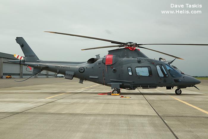Helicopter AgustaWestland A109LUH Serial 13782 Register NZ3402 used by Royal New Zealand Air Force RNZAF. Built 2011. Aircraft history and location