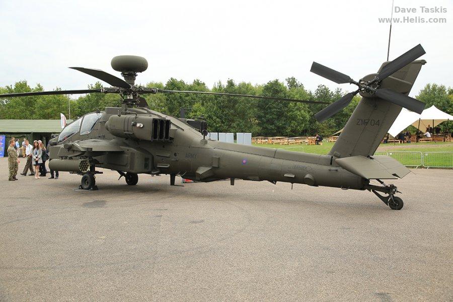 Helicopter Boeing AH-64E Apache Serial UD005 Register ZM704 used by Army Air Corps AAC (British Army). Built 2020. Aircraft history and location