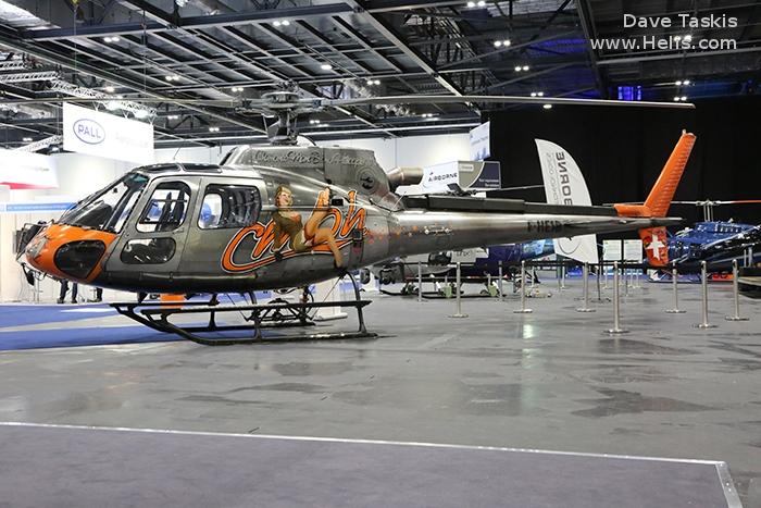 Helicopter Eurocopter AS350B3e Ecureuil Serial 7259 Register F-HESB used by Mont Blanc Helicopteres MBH. Built 2012. Aircraft history and location