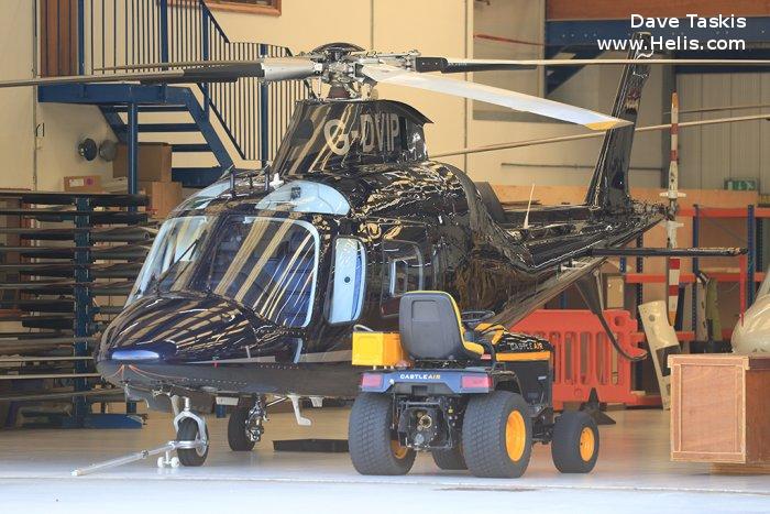 Helicopter AgustaWestland AW109E Power Serial 11217 Register G-DVIP VH-VIS used by Castle Air. Built 2003. Aircraft history and location