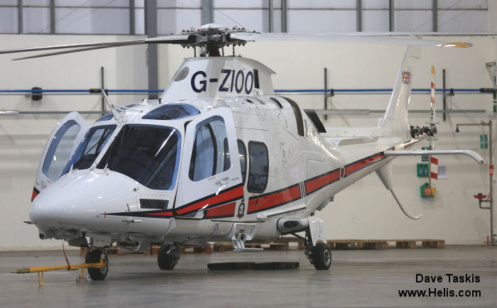 Helicopter AgustaWestland AW109SP GrandNew Serial 22347 Register GZ100 G-ZIOO I-PTFP used by Royal Air Force RAF ,Sloane Helicopters ,AgustaWestland Italy. Built 2015. Aircraft history and location