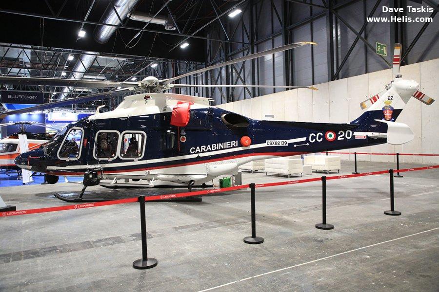 Helicopter AgustaWestland AW169 (skids) Serial 72022 Register MM82139 used by Carabinieri (Italian Gendarmerie). Aircraft history and location