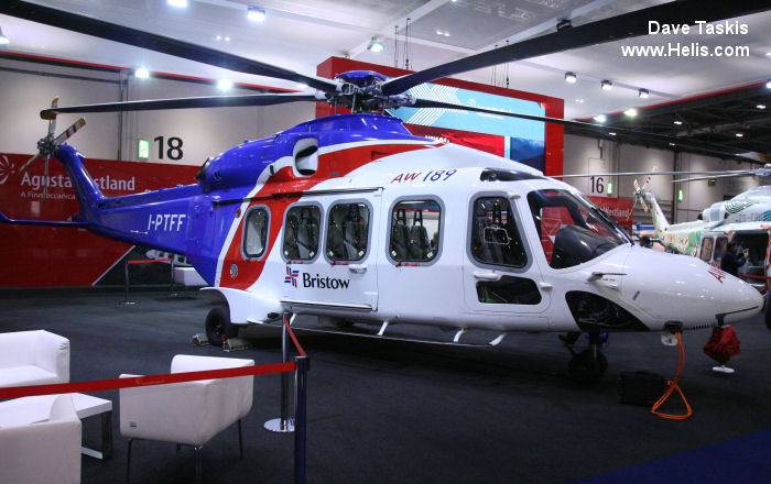 Helicopter AgustaWestland AW189 Serial 49005 Register I-AWTG I-PTFF used by AgustaWestland UK ,Bristow ,AgustaWestland Italy. Built 2013. Aircraft history and location
