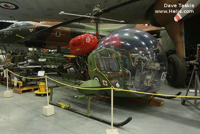 Helicopter Bell 47G-3 Serial 6518 Register NZ3705 used by Royal New Zealand Air Force RNZAF. Built 1965. Aircraft history and location