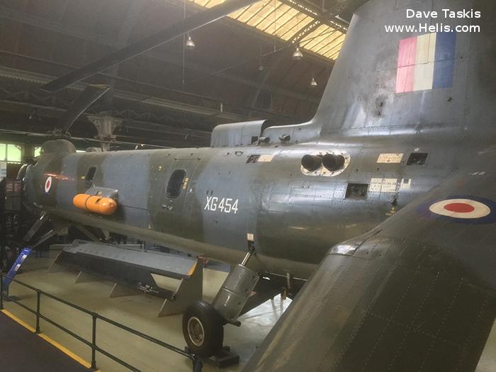 Helicopter Bristol Type 192 Belvedere Serial 13349 Register XG454 used by Royal Air Force RAF. Built 1960. Aircraft history and location