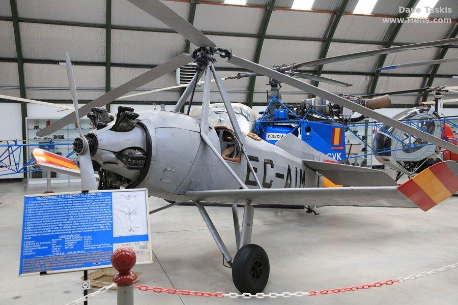 Helicopter Cierva C.19 IV P Serial 5158 Register EC-AIM EC-CAB 30-62 EC-ATT EC-W13 G-ABXH used by Ejercito del Aire EdA (Spanish Air Force). Built 1932. Aircraft history and location