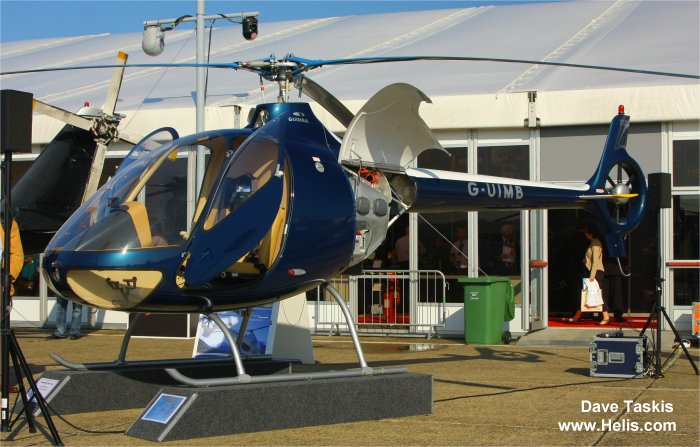 Helicopter Guimbal Cabri G2 Serial 1028 Register G-UIMB used by Cotswold Helicopter Centre. Built 2011. Aircraft history and location