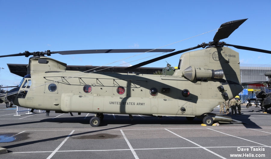 Helicopter Boeing CH-47F Chinook Serial M.8436 Register 13-08436 used by US Army Aviation Army. Aircraft history and location