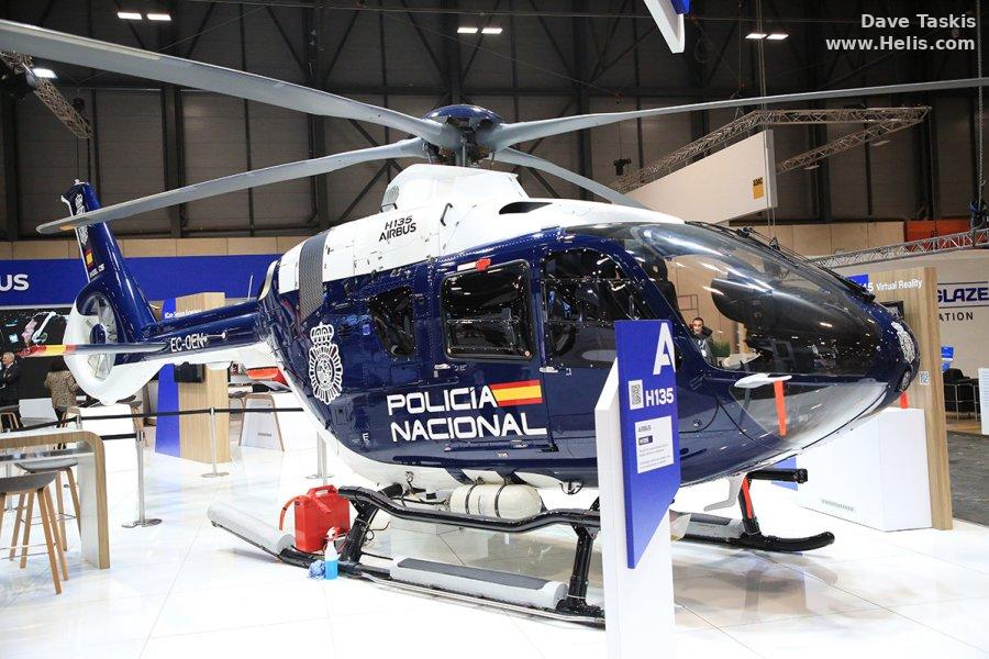 Helicopter Airbus H135 / EC135P3H Serial 2233 Register EC-OEN EC-562 D-HCBE used by Cuerpo Nacional de Policia CNP (National Police Corps) ,Airbus Helicopters Deutschland GmbH (Airbus Helicopters Germany). Aircraft history and location