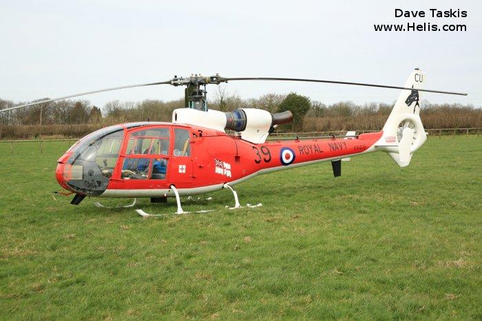 Helicopter Aerospatiale SA341C Gazelle HT.2 Serial 1402 Register G-ZZLE G-CBSE XX436 used by London Helicopter Centres ,Fleet Air Arm RN (Royal Navy). Built 1976. Aircraft history and location