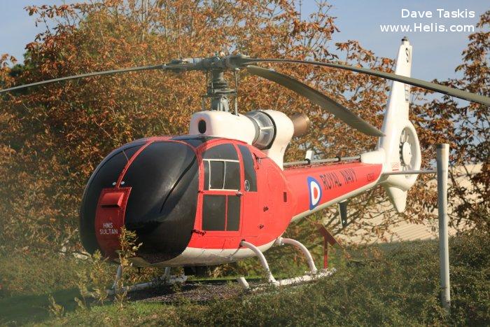 Helicopter Aerospatiale SA341D Gazelle HT.3 Serial 1727 Register XZ930 used by Fleet Air Arm RN (Royal Navy) ,Royal Air Force RAF. Built 1978. Aircraft history and location
