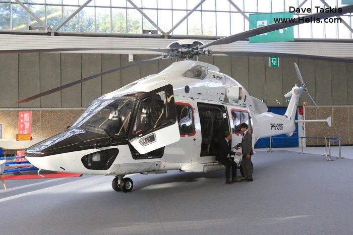 Helicopter Airbus H175 Serial 5009 Register PH-OSF XA-ZTC used by Heli Holland ,Transportes Aereos Pegaso. Built 2016. Aircraft history and location