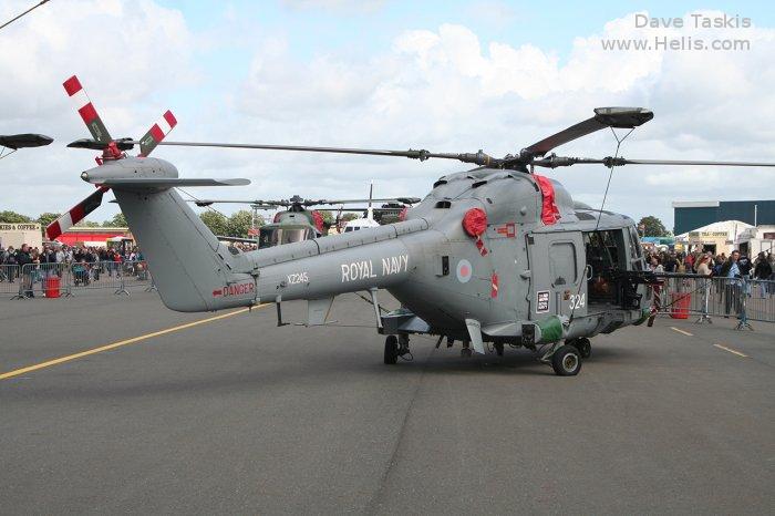Helicopter Westland Lynx HAS2 Serial 067 Register XZ245 used by Böhm Stirling-Technik e.K. ,Fleet Air Arm RN (Royal Navy). Built 1978. Aircraft history and location