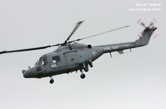 Helicopter Westland Lynx  HAS2 Serial 199 Register XZ727 used by Fleet Air Arm RN (Royal Navy). Built 1980. Aircraft history and location