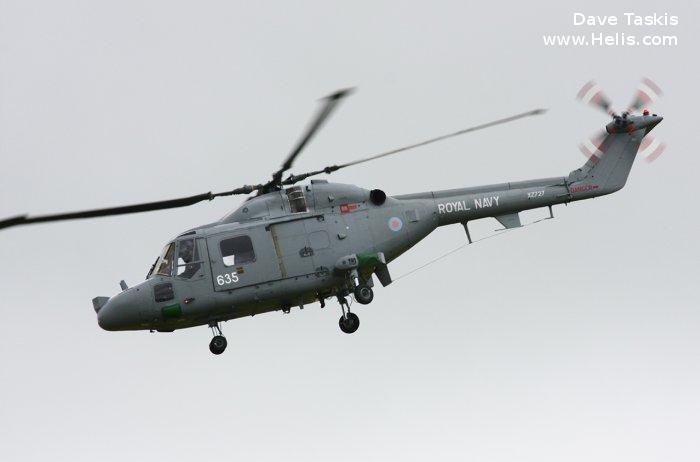 Helicopter Westland Lynx HAS2 Serial 199 Register XZ727 used by Fleet Air Arm RN (Royal Navy). Built 1980. Aircraft history and location