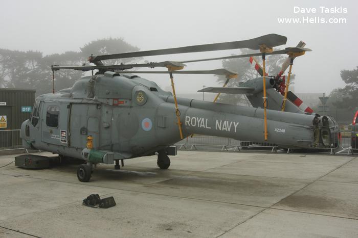 Helicopter Westland Lynx  HAS2 Serial 080 Register XZ248 used by Fleet Air Arm RN (Royal Navy). Built 1978. Aircraft history and location