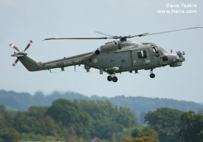 Helicopter Westland Lynx  HAS2 Serial 099 Register XZ255 used by Fleet Air Arm RN (Royal Navy). Built 1978. Aircraft history and location