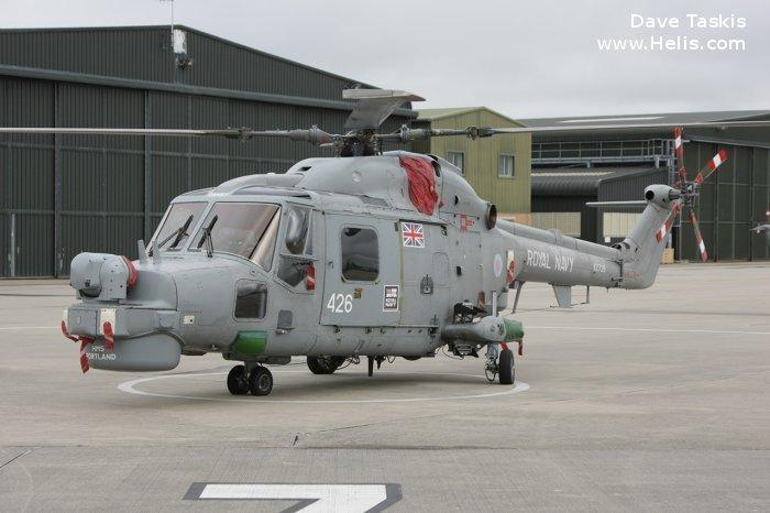 Helicopter Westland Lynx  HAS2 Serial 202 Register XZ729 used by Fleet Air Arm RN (Royal Navy). Built 1980. Aircraft history and location