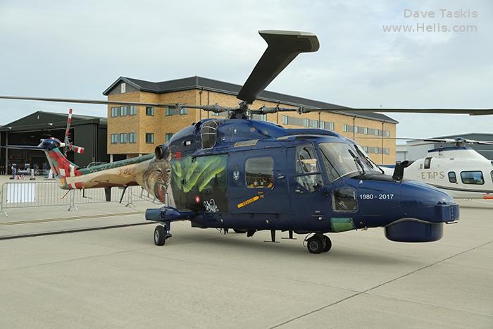 Helicopter AgustaWestland Super Lynx mk90b Serial 409 Register S-191 used by Flyvevåbnet (Royal Danish Air Force) ,Kongelige Danske Marine (Royal Danish Navy ). Built 2000. Aircraft history and location