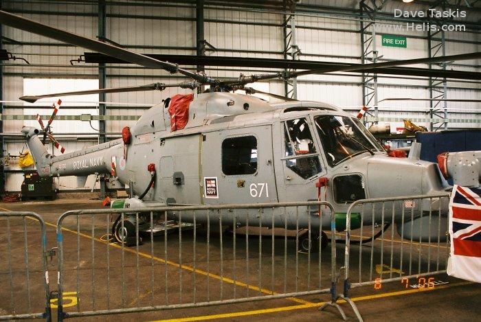 Helicopter Westland Lynx  HAS2 Serial 177 Register XZ722 used by Fleet Air Arm RN (Royal Navy). Built 1980 Converted to Lynx HMA.8. Aircraft history and location