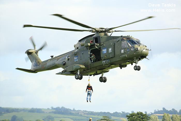 Helicopter AgustaWestland Merlin HC.3 Serial 50049 Register ZJ118 used by Fleet Air Arm RN (Royal Navy) ,Royal Air Force RAF ,Ministry of Defence (MoD) Aeroplane & Armaments Experimental Establishment (A&AEE) ,Westland. Built 1999. Aircraft history and location