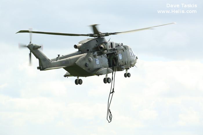 Helicopter AgustaWestland Merlin HC.3 Serial 50169 Register ZJ130 used by Fleet Air Arm RN (Royal Navy) ,Royal Air Force RAF. Built 2001. Aircraft history and location