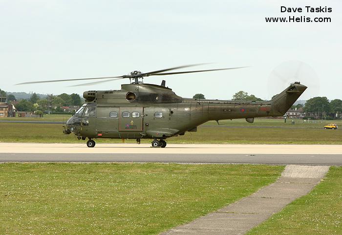 Helicopter Aerospatiale SA330E Puma Serial 1157 Register XW222 used by Royal Air Force RAF. Built 1972. Aircraft history and location