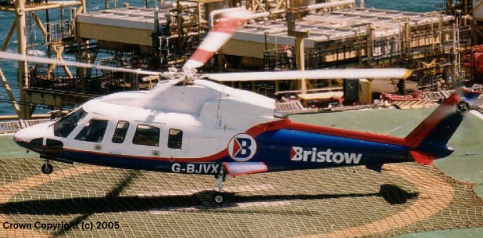 Helicopter Sikorsky S-76A Serial 760100 Register G-BJVX N108BH N1548G used by Bristow ,Bristow US. Built 1980. Aircraft history and location