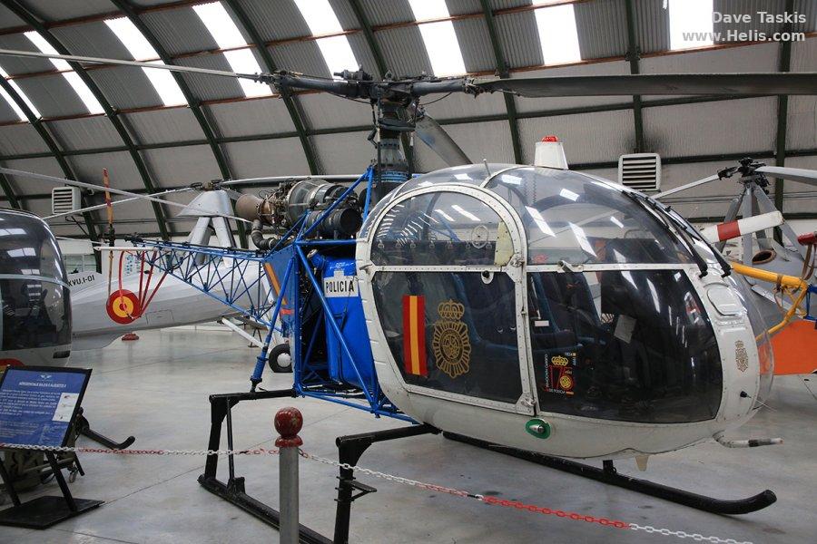 Helicopter Aerospatiale SA318C Alouette II Serial 2415 Register EC-CVK used by Cuerpo Nacional de Policia CNP (National Police Corps). Aircraft history and location