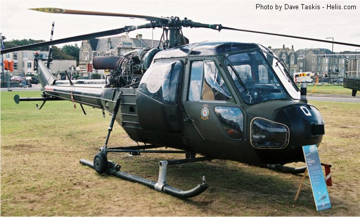 Helicopter Westland Scout AH.1 Serial f.9632 Register G-CIBW XT626 used by Army Air Corps AAC (British Army). Built 1966. Aircraft history and location