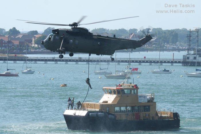 Helicopter Westland Sea King HC.4 Serial wa 974 Register ZF124 used by Fleet Air Arm RN (Royal Navy). Built 1987. Aircraft history and location