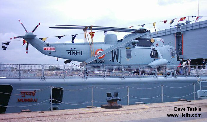 Helicopter Westland Sea King Mk.42B Serial wa 991 Register IN528 used by Bharatiya Nau Sena (Indian Navy). Built 1989. Aircraft history and location