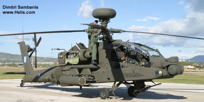 Helicopter Boeing AH-64D Apache Serial HA002 Register ES1022 used by Elliniki Aeroporia Stratou HAA (Hellenic Army Aviation). Aircraft history and location