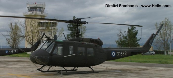 Helicopter Bell UH-1H Iroquois Serial 13921 Register ES683 used by Elliniki Aeroporia Stratou HAA (Hellenic Army Aviation). Aircraft history and location