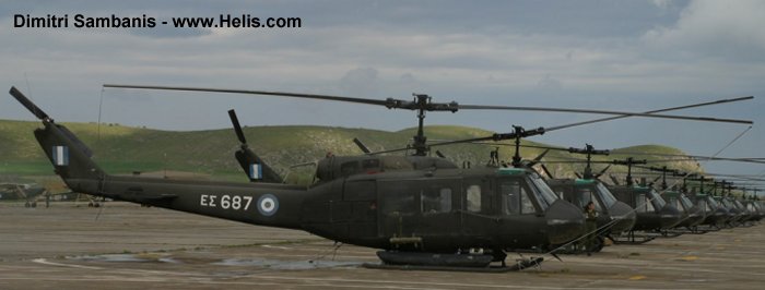Helicopter Bell UH-1H Iroquois Serial 13925 Register ES687 used by Elliniki Aeroporia Stratou HAA (Hellenic Army Aviation). Aircraft history and location