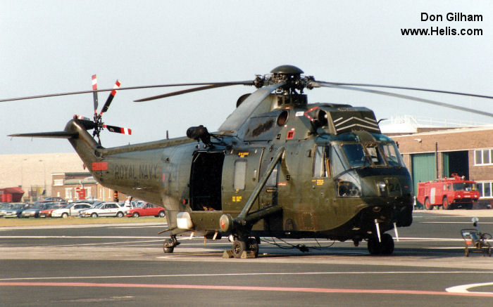 Helicopter Westland Sea King HC.4 Serial wa 974 Register ZF124 used by Fleet Air Arm RN (Royal Navy). Built 1987. Aircraft history and location