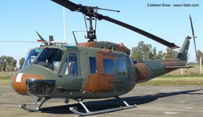 Helicopter Bell UH-1D Iroquois Serial 8809 Register H-10 66-16615 used by Fuerza Aerea Argentina FAA (Argentine Air Force) ,US Army Aviation Army. Aircraft history and location