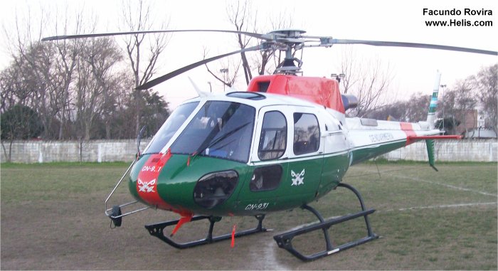 Helicopter Eurocopter AS350B3 Ecureuil Serial 4989 Register GN-931 used by Gendarmeria Nacional Argentina GNA (Argentine Gendarmerie). Built 2011. Aircraft history and location