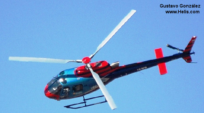 Helicopter Eurocopter HB350B3 Esquilo Serial 4023 Register LQ-BFB PR-YLA used by Policias Provinciales (Argentine Provinces Police Units) ,Helibras. Built 2006. Aircraft history and location